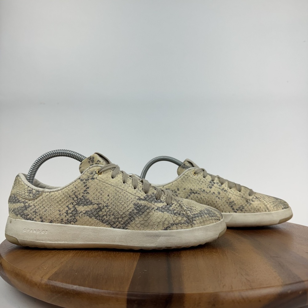 Womens Cole Haan GrandPro Tennis Ivory Snakeskin Casual Sneakers Size‎ 9 B GUC
